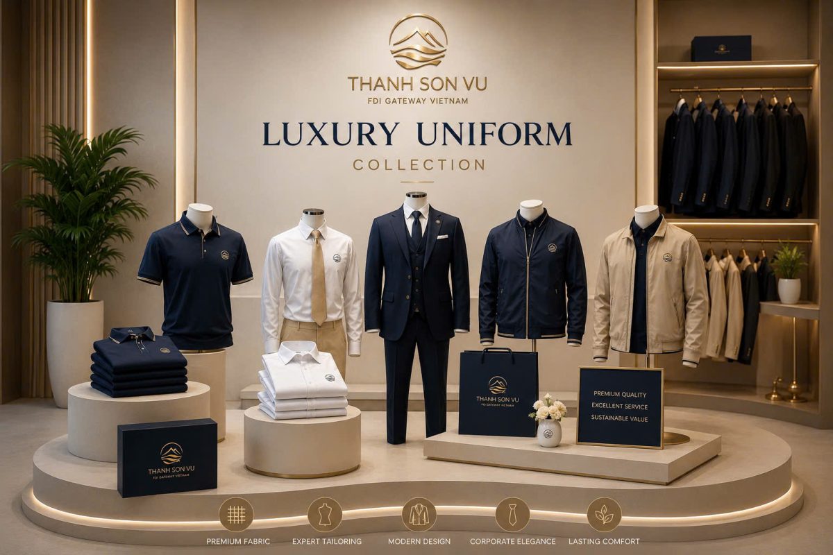 Mẫu đồng phục Luxury Uniform cao cấp do Thanh Sơn Vũ thiết kế và sản xuất dành cho doanh nghiệp, tổ chức và đội ngũ lãnh đạo.